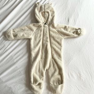 L.L. Bean Hi-Pile Fleece Bunting/Jumpsuit/Romper, Natural, 12-18 months